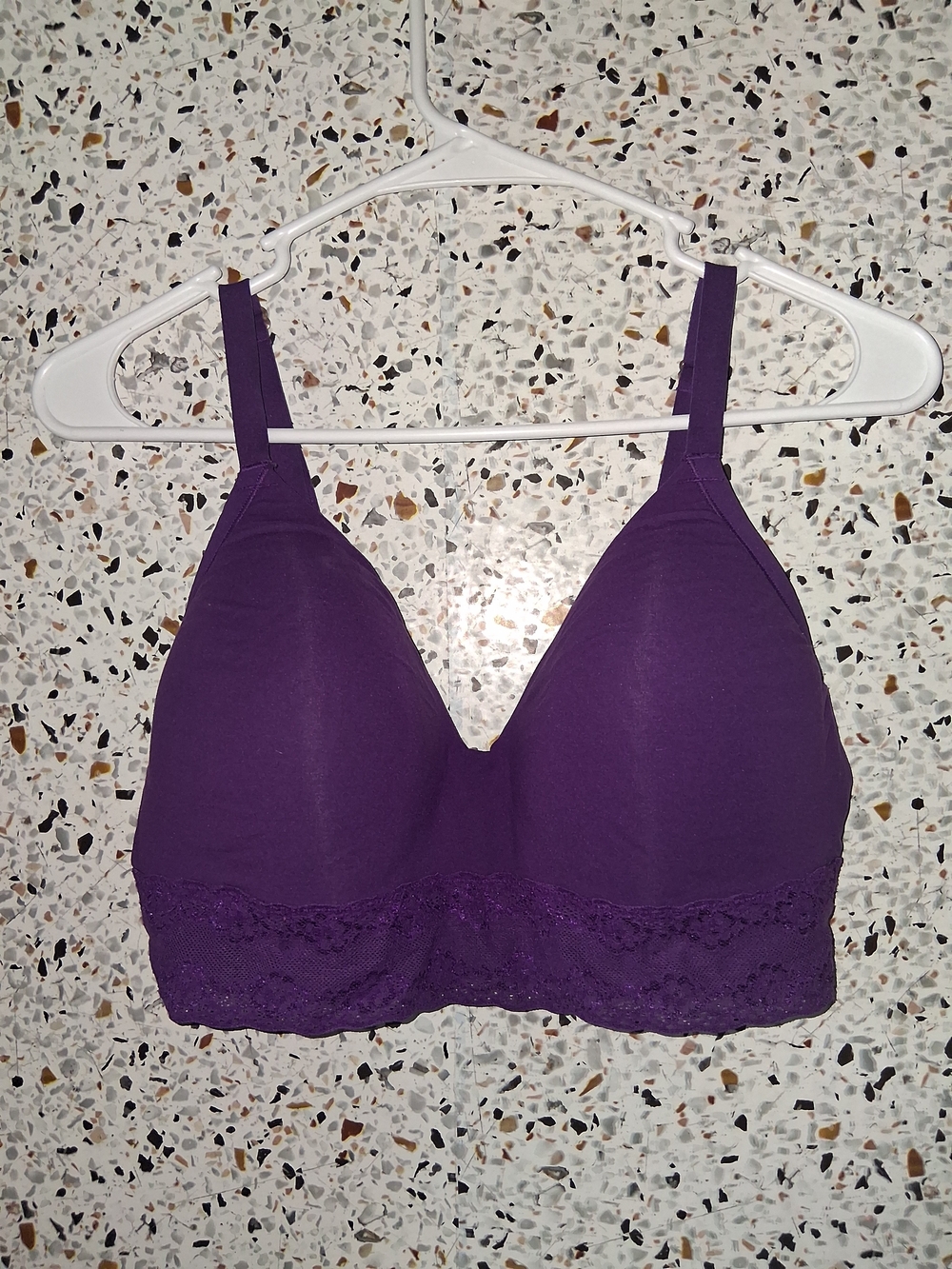 Natori Everyday Bralette Size 34DDD Purple Padded Wireless Lace Trim